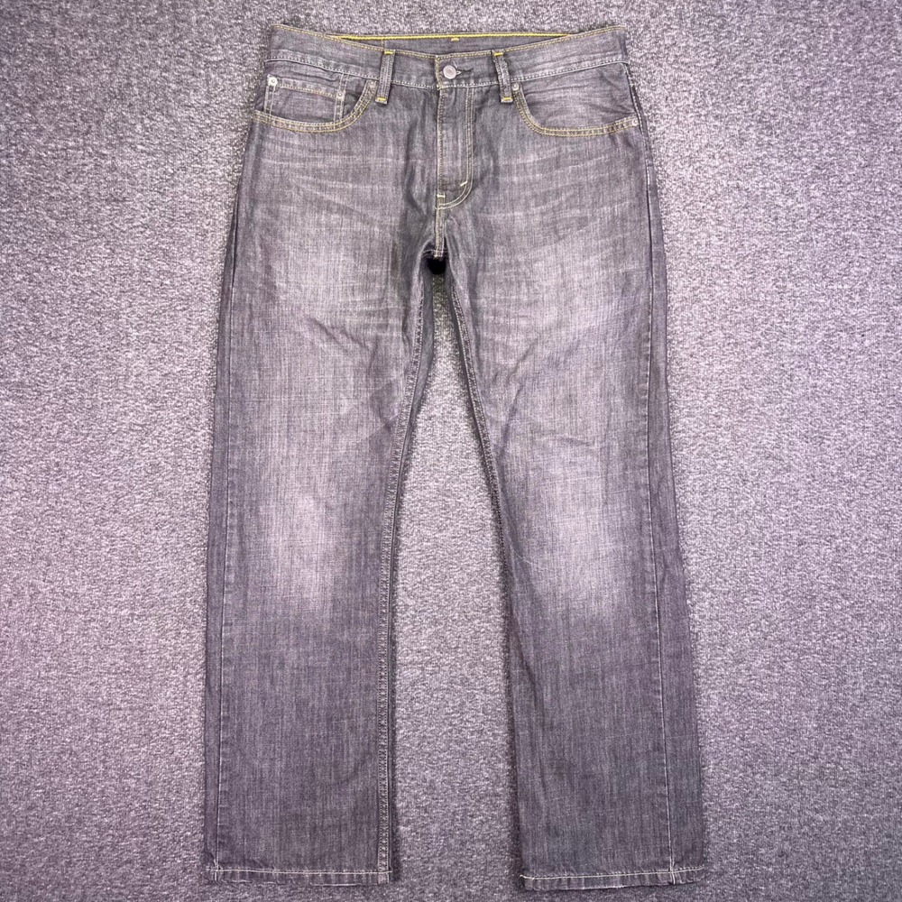 Levi's 514 Straight Jeans Mens 33x30 Gray Grunge Casual 100% Cotton Denim Pants